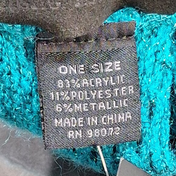 Steve Madden Teal Metallic Knit Infinity Circle Scarf Open Knit Fishnet NWT - Picture 7 of 10